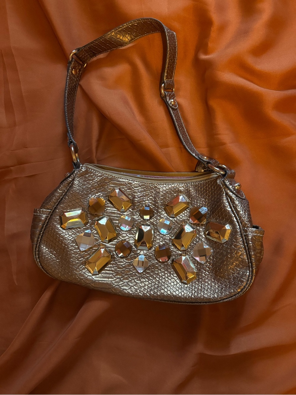 00’s vintage bronze bejeweled Kathy Van Zeeland bag